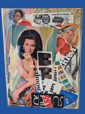 5/$25 Large Vintage Magazine 50 Fussy Cuts Retro Collage Pack in 9.5" x 12"